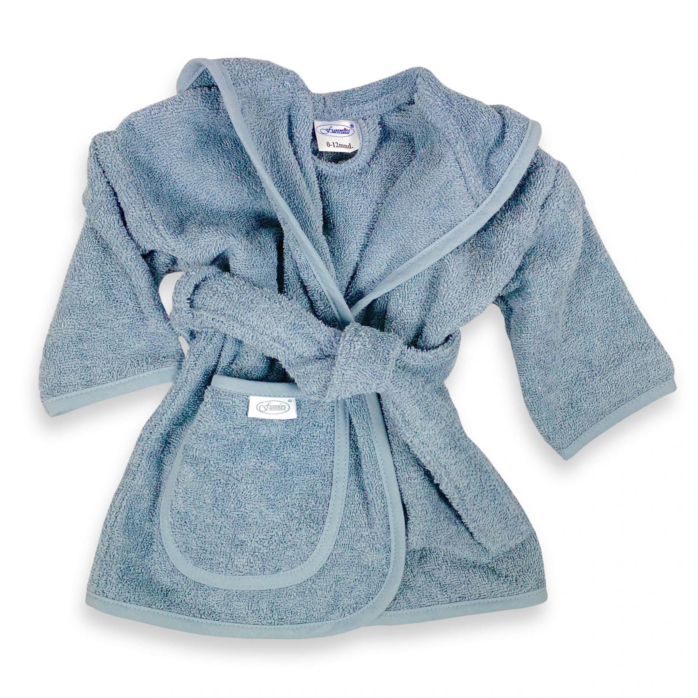 Badjasje grijs/blauw met naam geborduurd